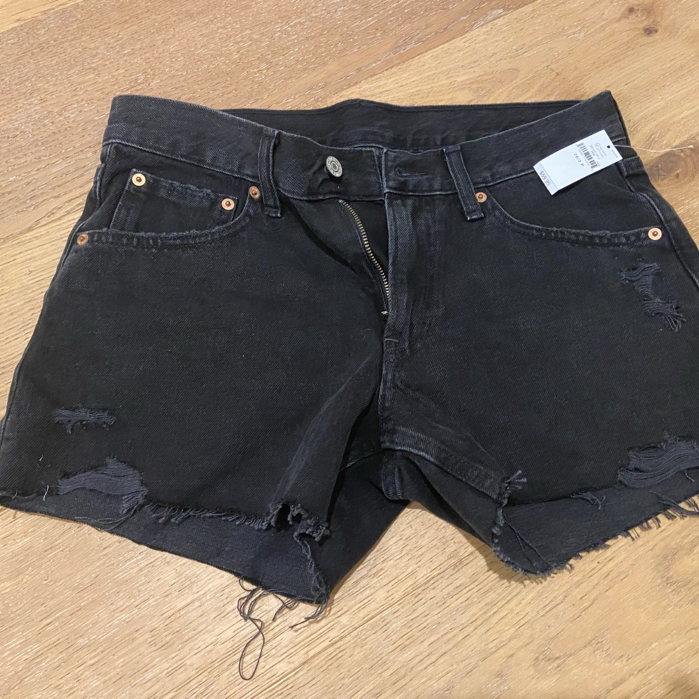 NWT GAP Black Distressed Jean Shorts Size 26/2P